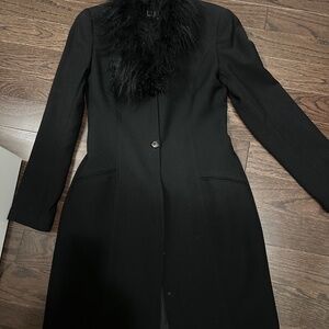 Black Wool Crepe Jacket with option fur trim